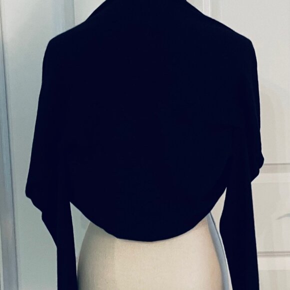 LANVIN BLACK CASHMERE SILK CHIFFON TRIMMED BOLERO- SIZE SMALL - Picture 6 of 9